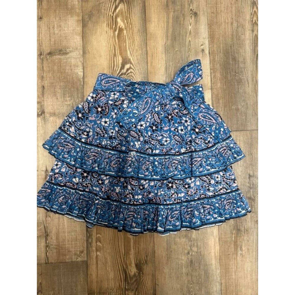 Cleobella Sadie Paisley Tie-Waist Ruffle Tiered Mini Skirt